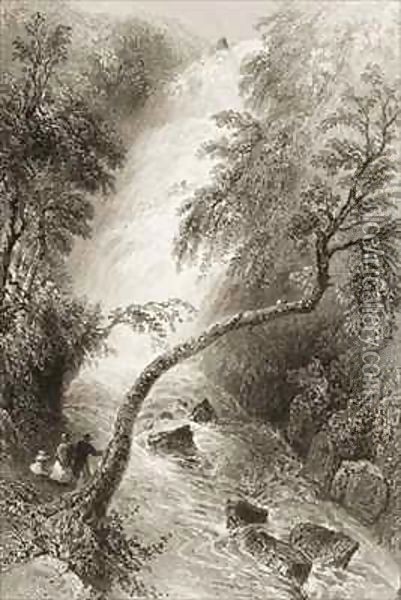 Turc Waterfall, County Killarney, Ireland Oil Painting - William Henry Bartlett