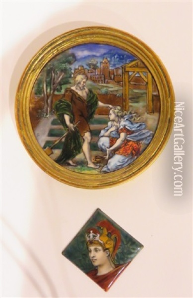 Saint Benissant Une Femme, Le Genou A Terre (2 Works) Oil Painting - Paul Grandhomme