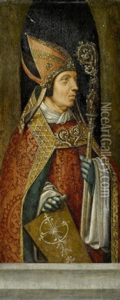 Ein Heiliger Mit Bischofsstab (+ Die Heilige Martha Mit Dem Drachen; 2 Wings Of A Triptych) Oil Painting - Cornelius Engebrechtsz