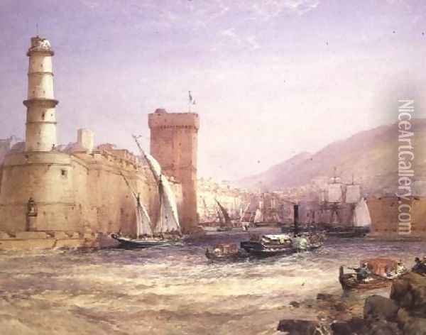 The Harbour, Marseilles, 1884 Oil Painting - William Callow