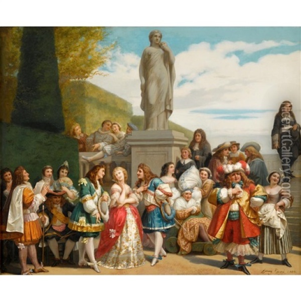 Moliere A Versailles Oil Painting - Henri Pierre Picou