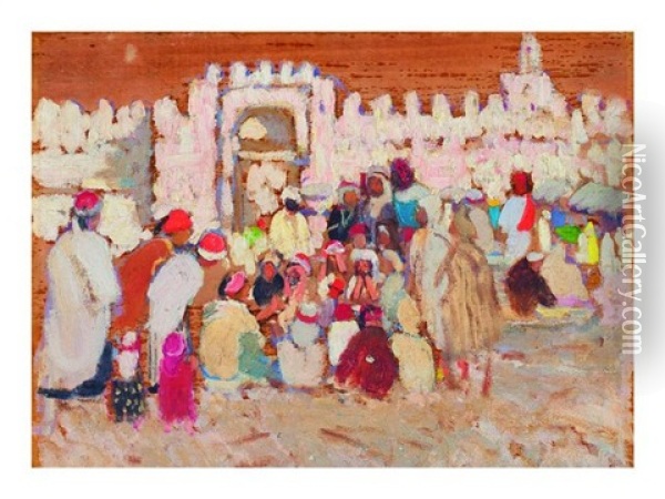 North African Marketplace Oil Painting - Emanuel Phillips Fox