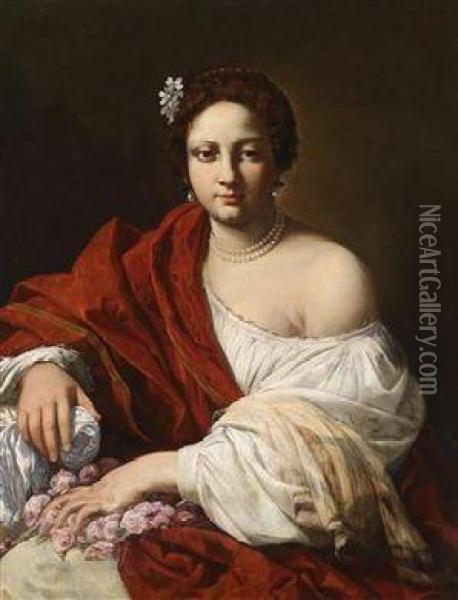 Portrait Of A Lady Oil Painting - Aubin Vouet
