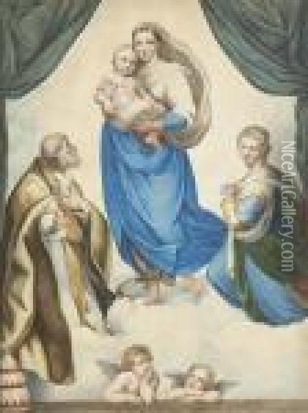 Sixtinische Madonna. Oil Painting - Raphael (Raffaello Sanzio of Urbino)