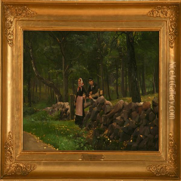 Yes Or No! A Proposal Scene Oil Painting - Georg Nicolaj Achen
