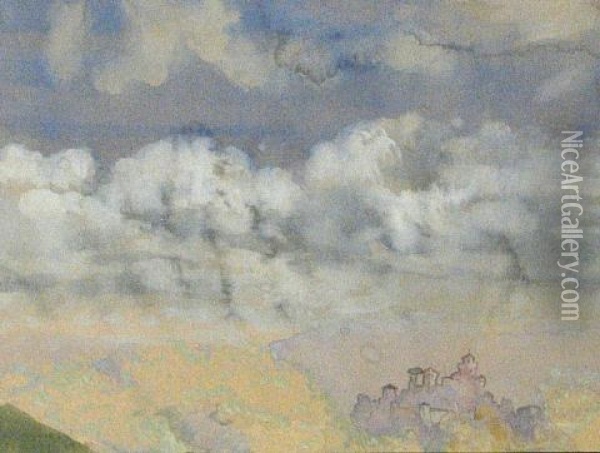 Tuscan Landscape Oil Painting - Arthur B. Davies