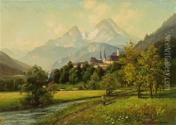 Blick Auf Berchtesgaden Mit Dem Franziskanerkloster 'unsere Liebe Frau Am Anger' Oil Painting - Horst Hacker