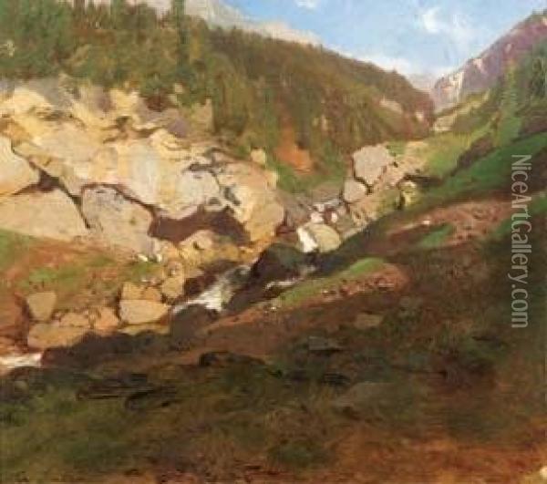 Le Valais Oil Painting - Friedrich Zimmermann