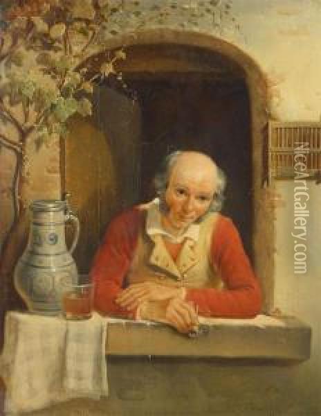 Man Smoking A Pipe Oil Painting - Ferdinand de Braekeleer