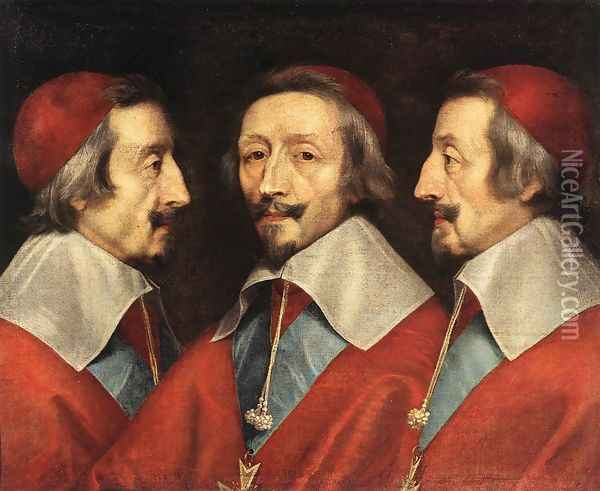 Triple Portrait of the Head of Richelieu, 1642 Oil Painting - Philippe de Champaigne