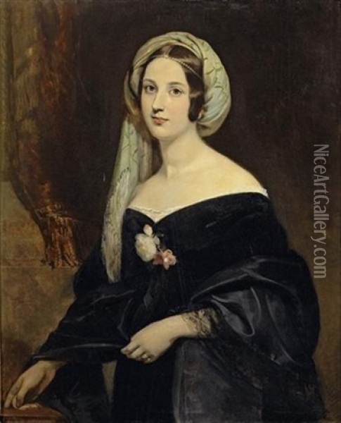 Portrait D'eleanora-mary Jenkinson, Seconde Duchesse De Montebello Oil Painting - Claude Marie Dubufe