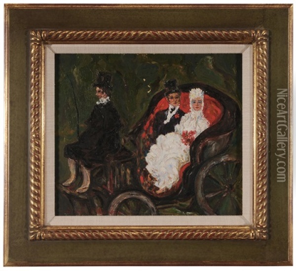 Old Vienna-just Married Oil Painting - Arthur B. Davies