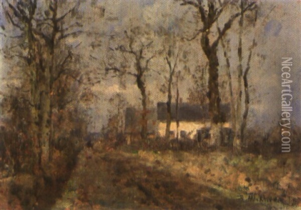 Herbstliche Landschaft Mit Hausern Und Baumen Oil Painting - Rudolf Hoeckner