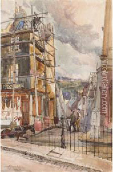Roof Repairers, Bath Oil Painting - Thomas Barclay Hennell