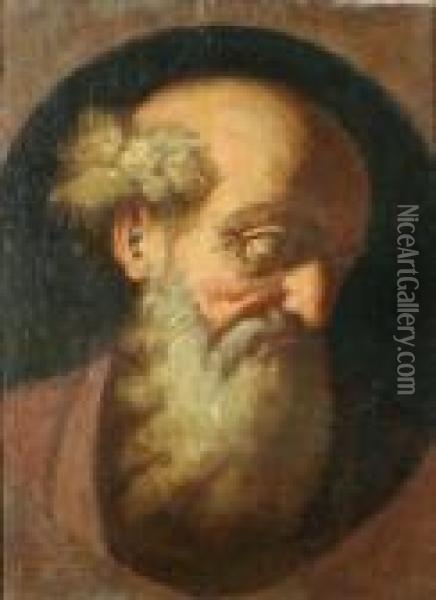 Study Of Head Oil Painting - Giovanni Battista Langetti