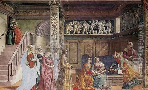 Nativity of the Virgin (Nascita di Maria) Oil Painting - Domenico Ghirlandaio