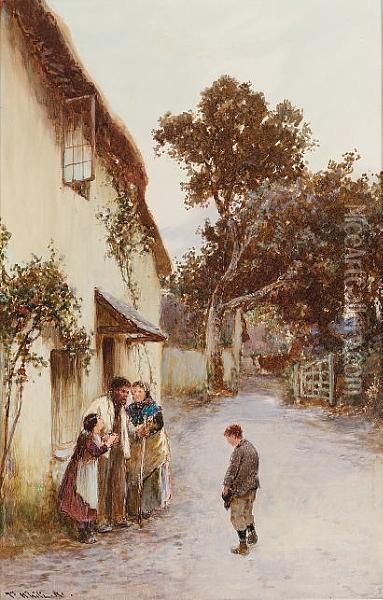 At The Cottage Door Oil Painting - John White