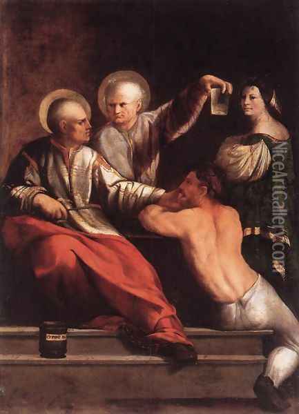 St Cosmas and St Damian 1534-42 Oil Painting - Dosso Dossi