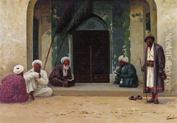 At The Door To The Mosque Oil Painting - Richard Karlovich Zommer