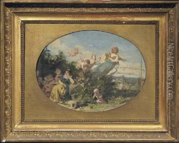 Allegoria Con Sfondo Di Firenze Oil Painting - Annibale Gatti