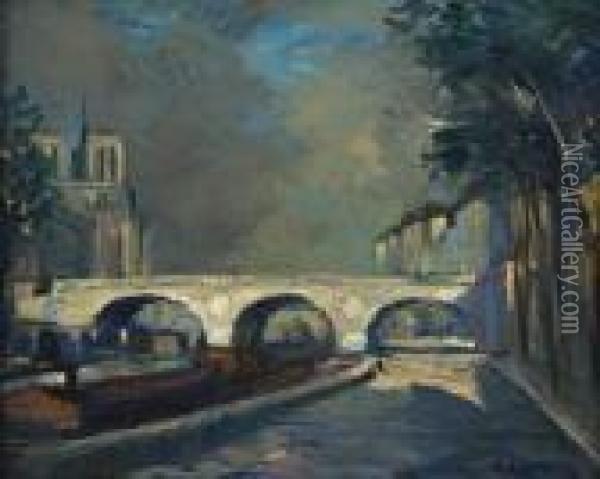 Vue De Paris, Notre-dame Oil Painting - Albert Lebourg