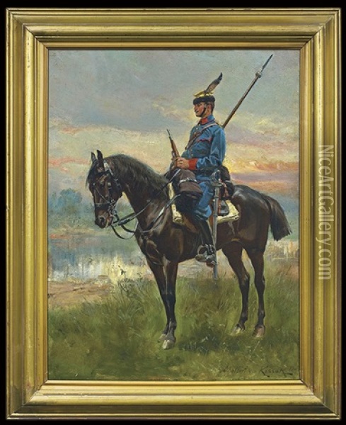 Galician Ulan Oil Painting - Woiciech (Aldabert) Ritter von Kossak