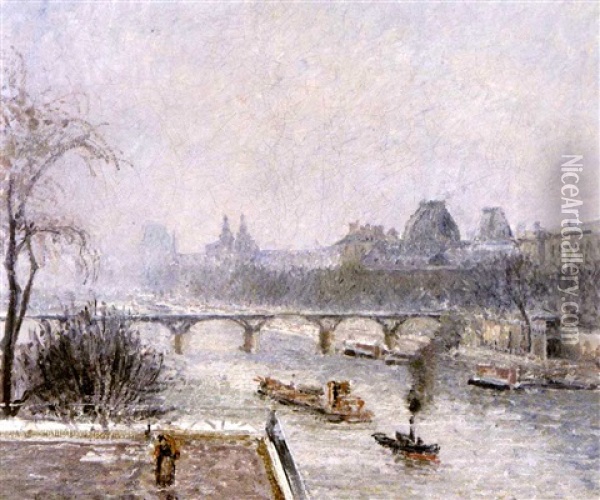 Le Louvre, Matin, Effet De Neige Oil Painting - Camille Pissarro