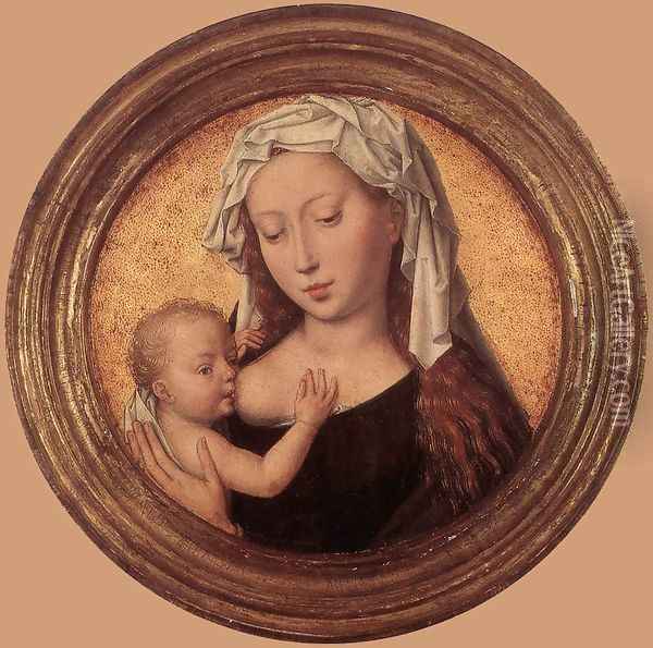 Virgin Suckling the Child 1487-90 Oil Painting - Hans Memling