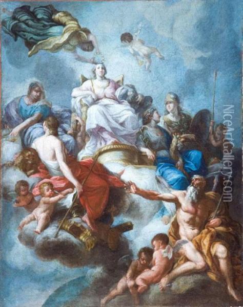 Trionfo Della Clemenza Divina Oil Painting - Carlo Maratta or Maratti