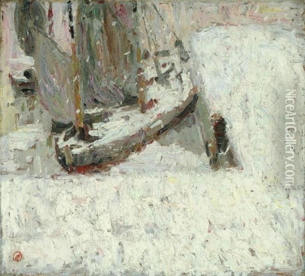 Snow-covered Harbour (1908) Oil Painting - Gustave De Smet