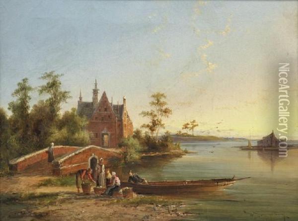 Ouddorp On The Maas Oil Painting - William Raymond Dommersen