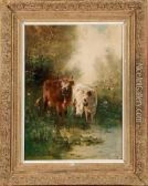 Vaches Au Bord De L'eau Oil Painting - Henry Schouten