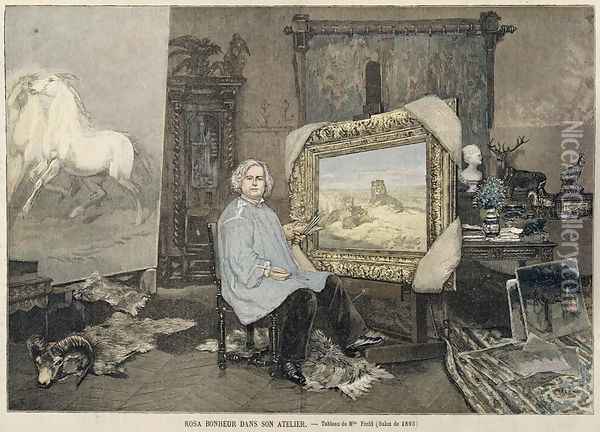 Rosa Bonheur (1822-99) in her studio, from Le Petit Journal 3rd June 1893 Oil Painting - Madame Consuelo-Fould