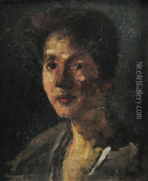 Lucretia's Portrait Oil Painting - Gheorghe Petrascu