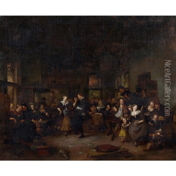 Dance Scene In An Inn Oil Painting - Jan Steen