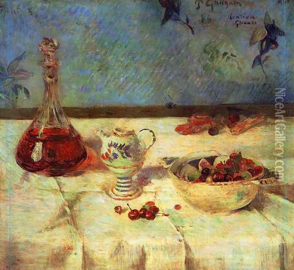 The White Tablecloth Aka Still Life With Cherries Oil Painting - Paul Gauguin