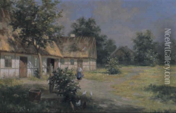 Skanrgard Om Sommaren Oil Painting - Frans Wilhelm Odelmark