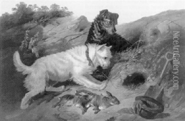 Honden Op De Konijnenjacht Oil Painting - Guillaume Anne Van Der Brugghen