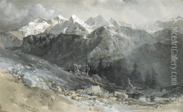Alpen Landscape Oil Painting - Edward Theodore Compton
