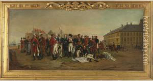 Napoleon Giving The Plans For Docks In Antwerp Oil Painting - Jan Baptist Huysmans