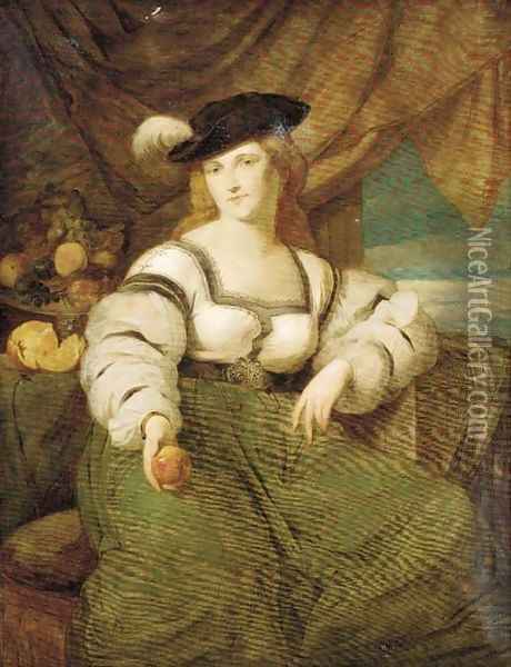 Portrait of a lady, three-quarter length, seated before a window Oil Painting - Hans (Johann von Strasiripka) Canon