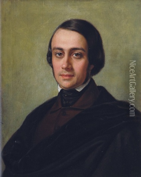 Portrait Of A Young Man Oil Painting - Heinrich Wilhelm Ed. Vogel