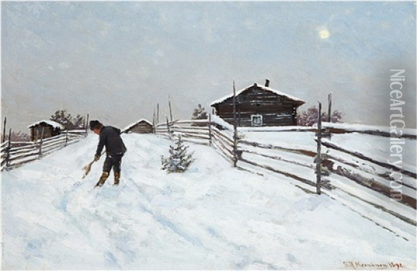 Winter Landscape Oil Painting - Sigfrid August Keinanen