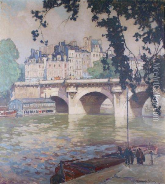 Paris,le Pont-neuf Et L'ile De La Cite Oil Painting - Leon Broquet