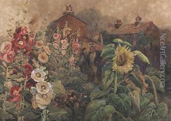 The Flower Garden Oil Painting - Henry John Sandham