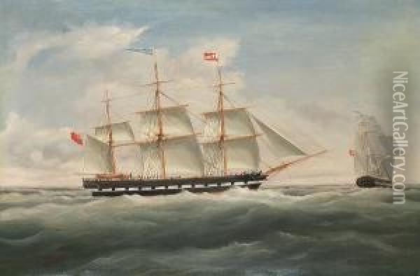 The 3-masted Merchantman 'ann Mitchell' Oil Painting - Ernest Poulson