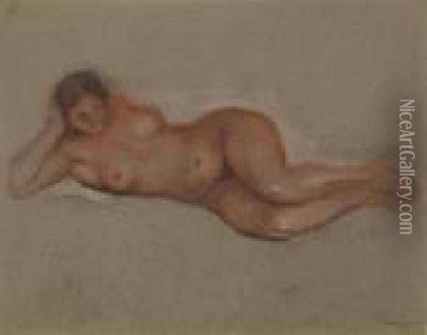 Reclining Nude Oil Painting - Aristide Maillol