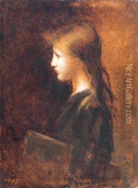 L'ecoliere Oil Painting - Jean Jacques Henner