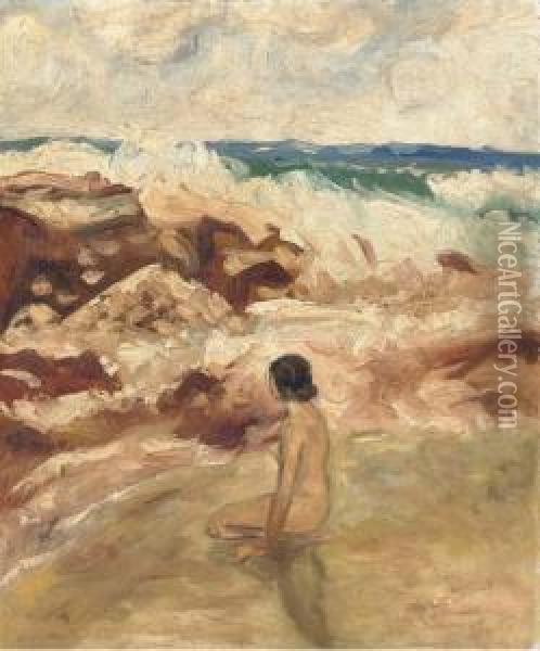 On The Beach Oil Painting - Sigrid Hjerten