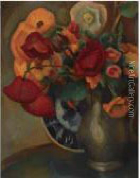 Stilleven Met Bloemen Oil Painting - Leo Gestel